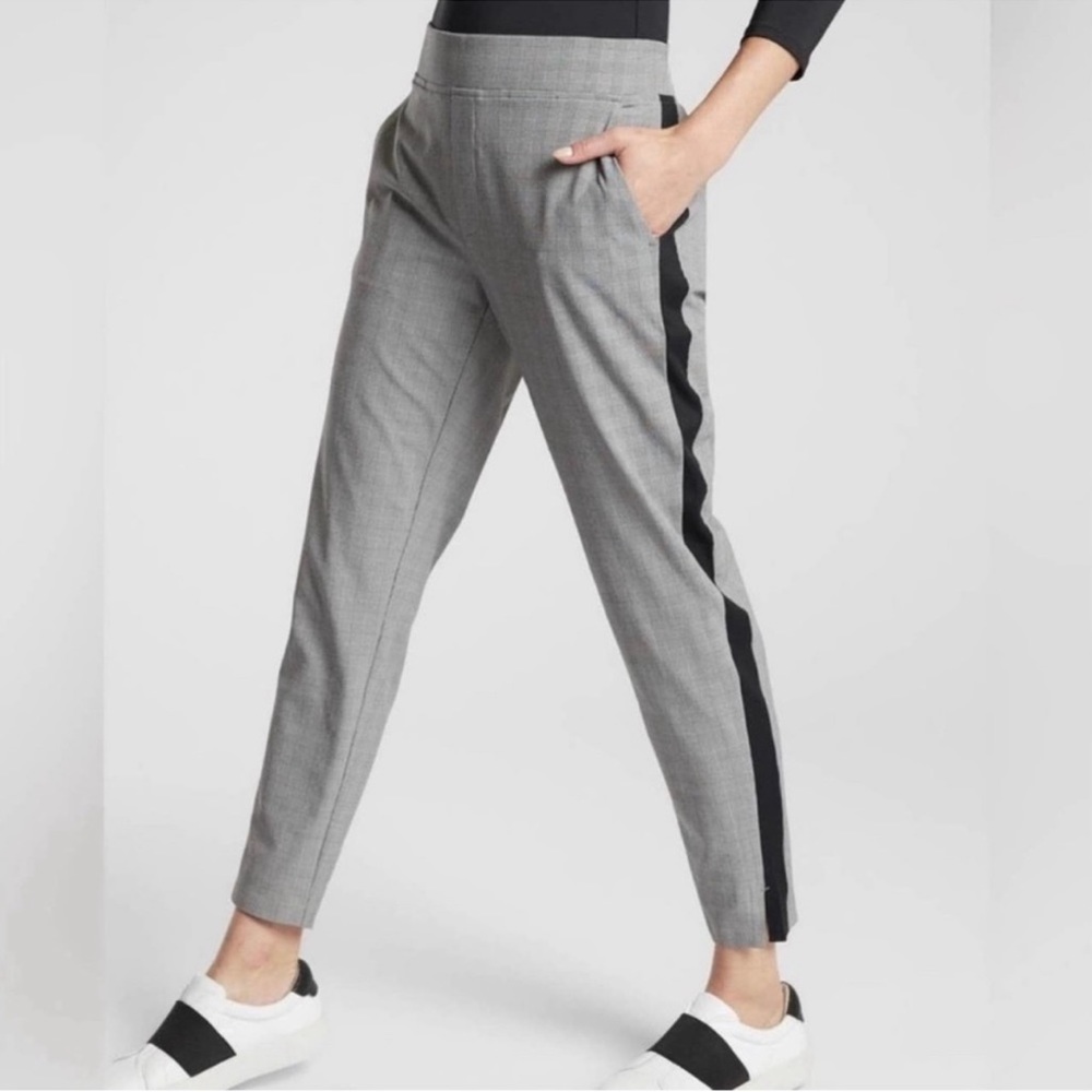 Athleta Petite Brooklyn Ankle Pants in Black and White Plaid